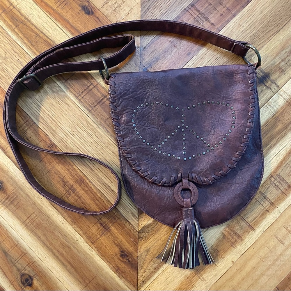 Peace✌🏽 and Love❤️ vegan leather crossbody bag